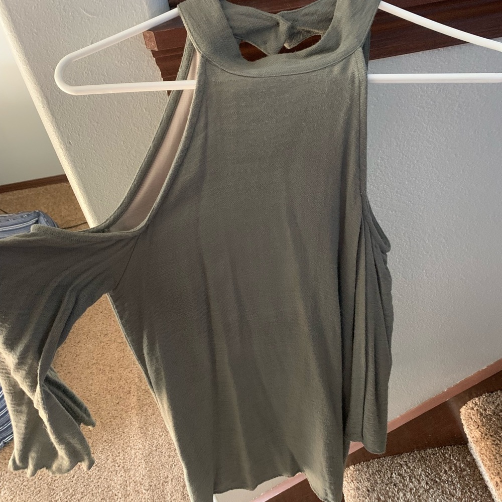 Audrey 3+1 Short Cold Shoulder Dress - Olive Color